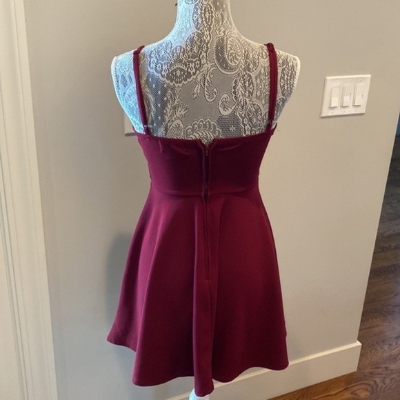 Francesca’s “Jun & Ivy” Burgundy / Red Flare Mini Dress - S | worn 1 time - Picture 2 of 5